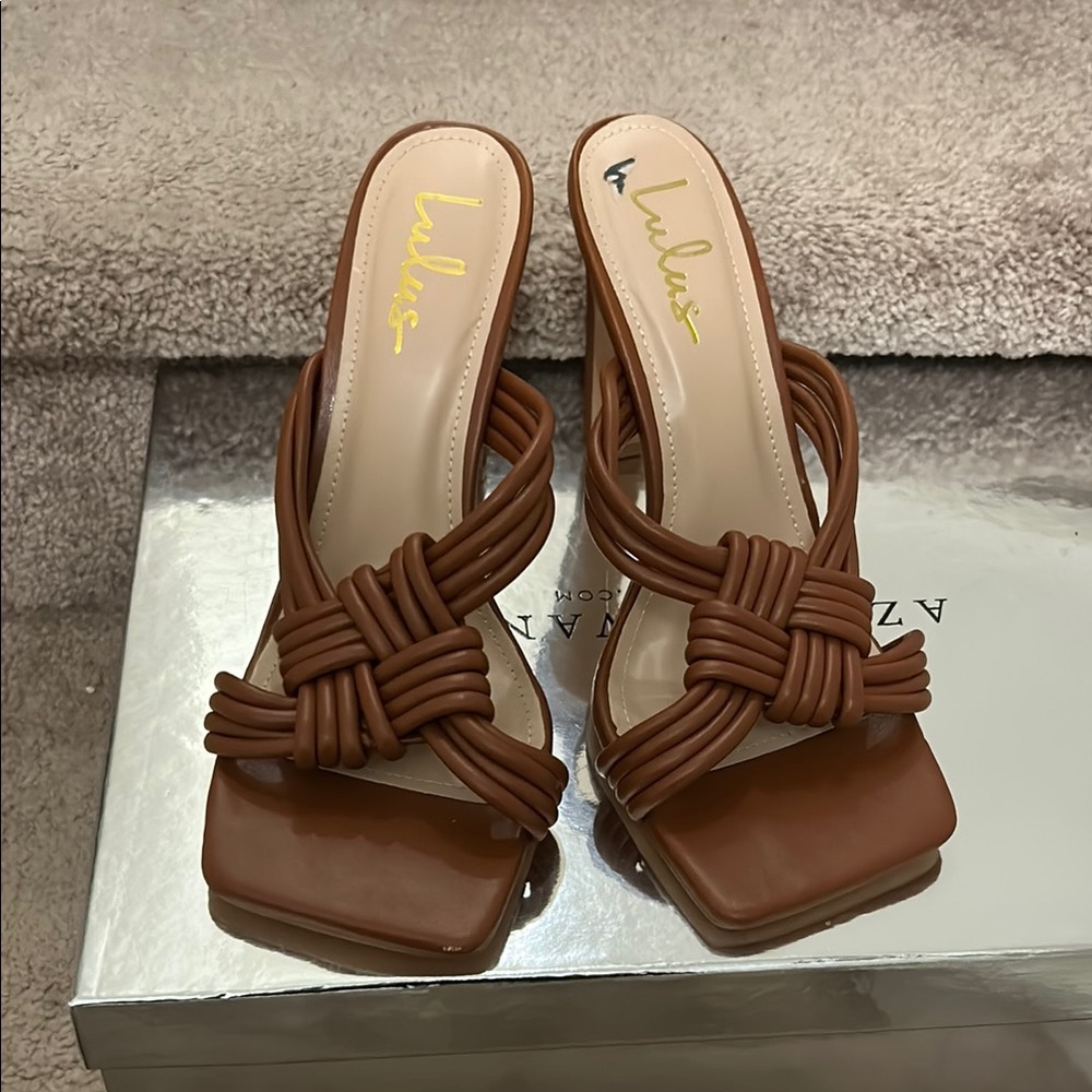 Lulu's Brown Woven Leather Heels